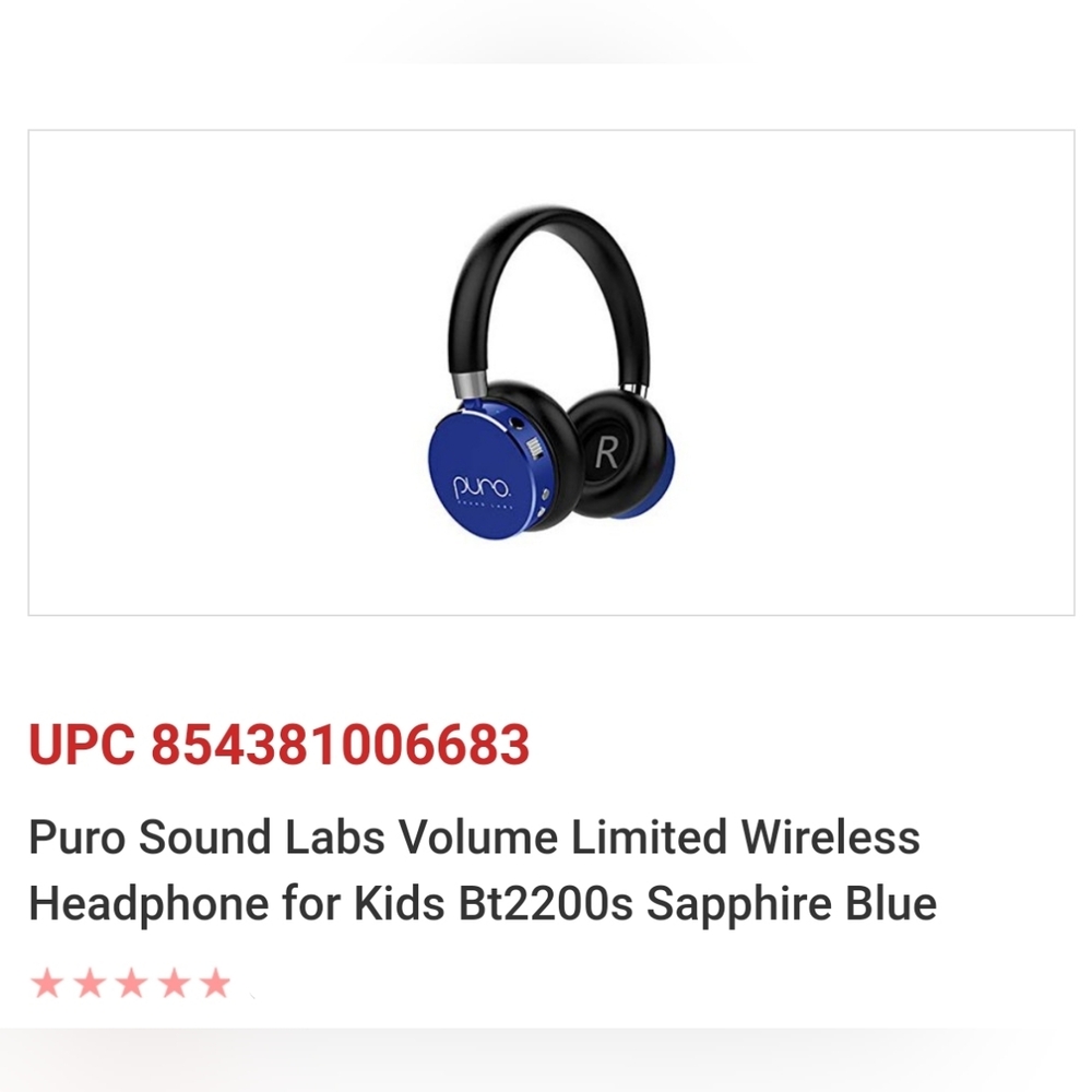 Puro Sound Labs Volume Limited Headphones for Kids Sapphire Blue Rare Colorstory